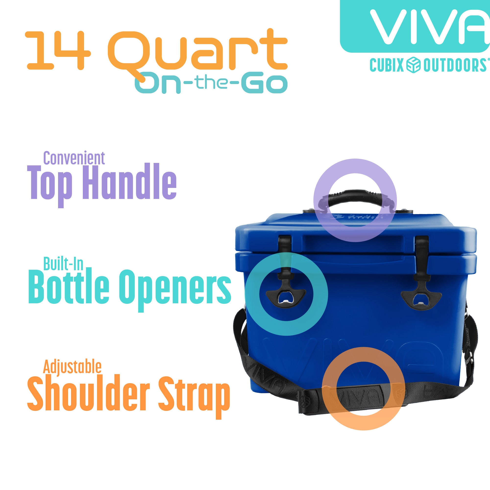 Cubix Outdoors 10 qt Quadrax Rotomolded Portable Hard Cooler, Fits 8 Cans, Abyss Blue, Size: 10 Quarts