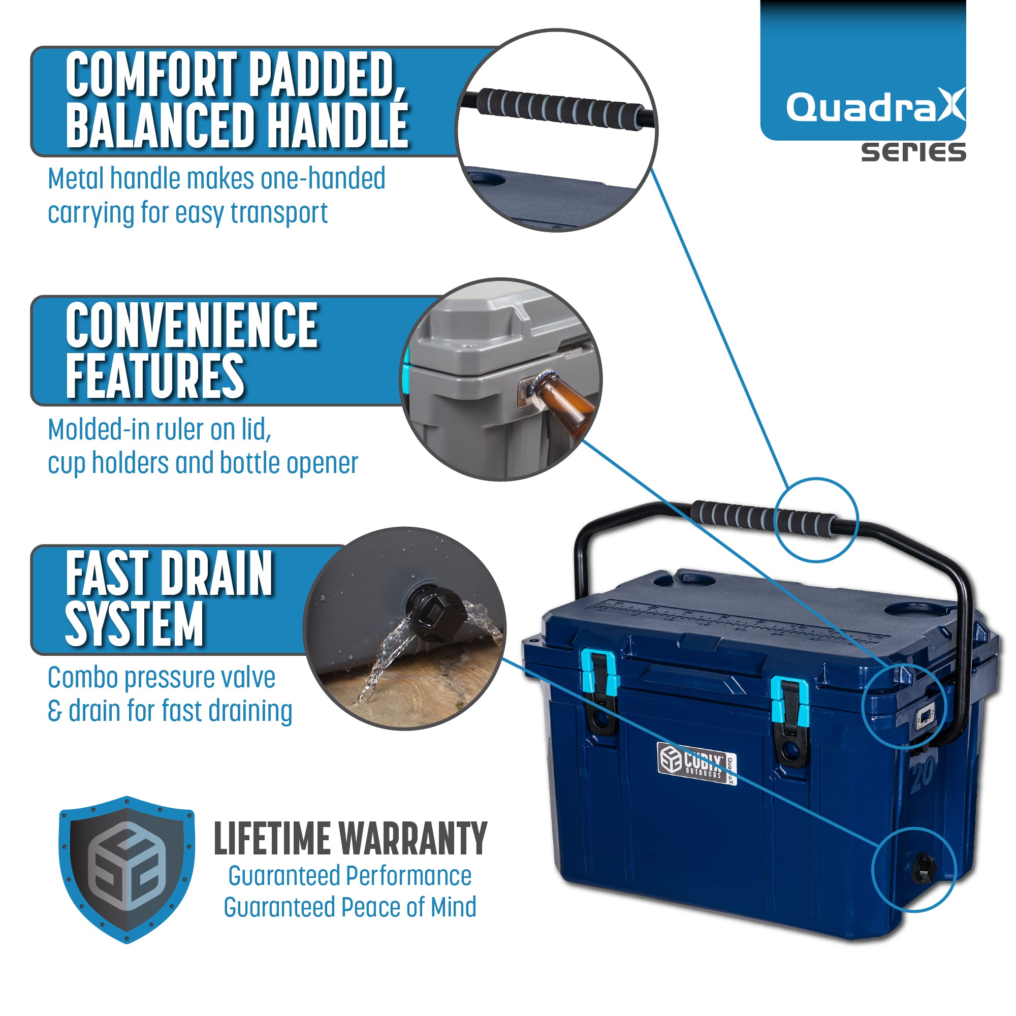 zz-20 Quart QuadraX Cooler - Rotomolded - Abyss Blue